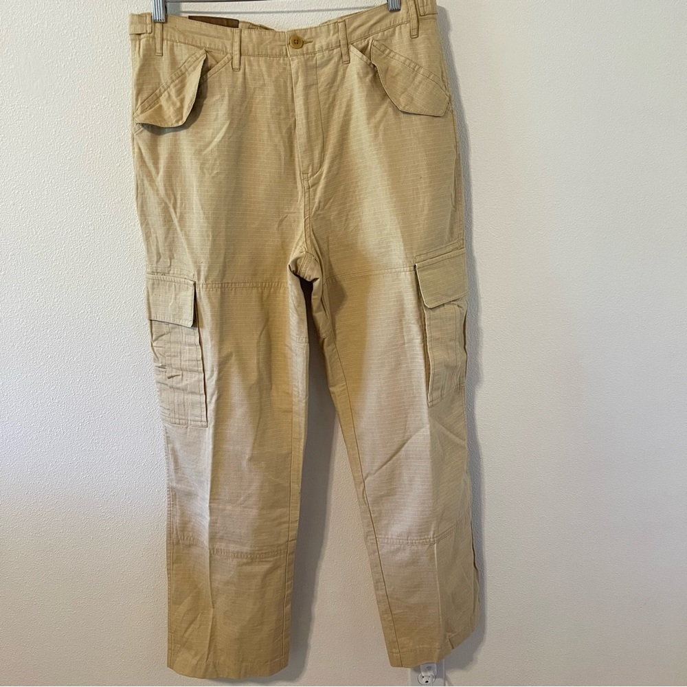 J. Peterman Ripstop Cargo Pants Khaki Straight Leg Cotton Utility NWOT-34